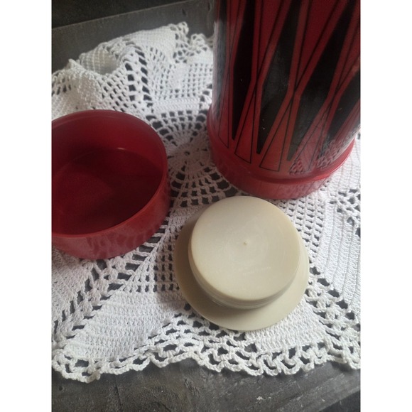 Vintage THERMOS King-Seeley  Plastic Red With Black Diamond Design USA - Picture 5 of 6